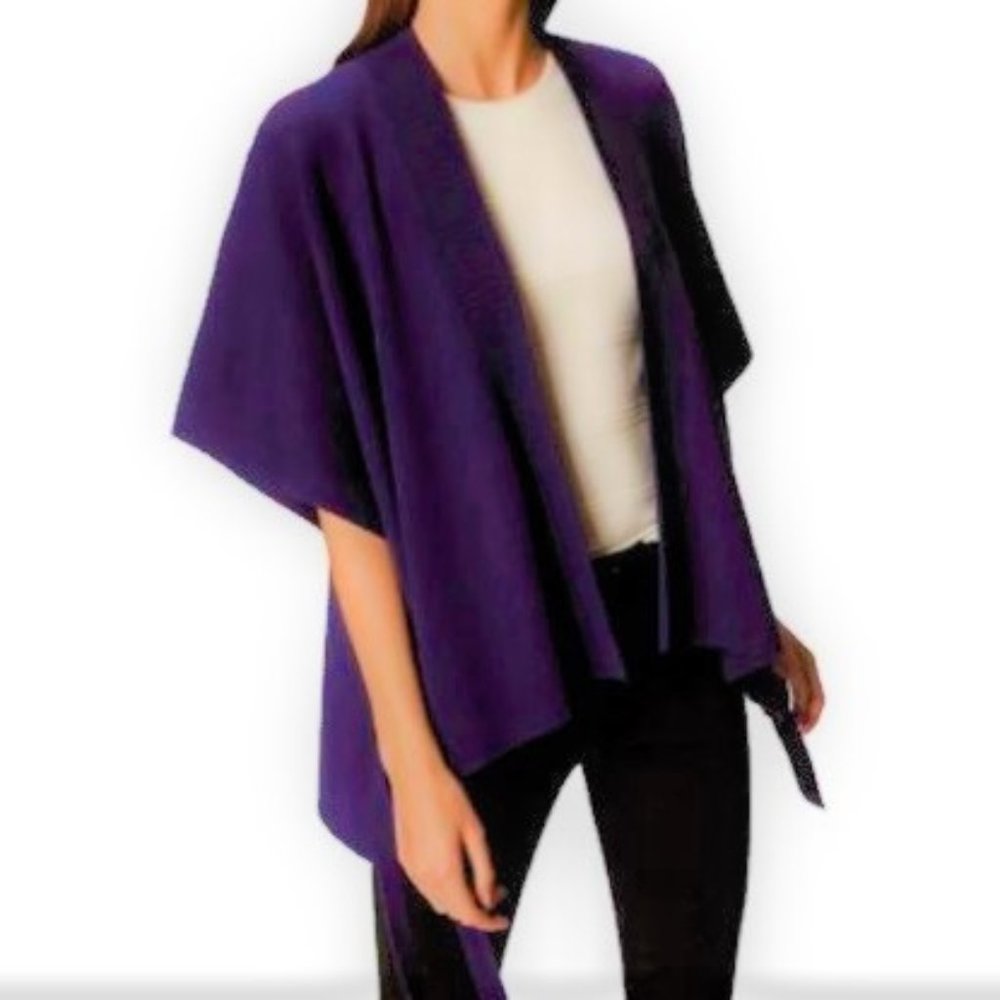 Karen Millen Cape Style Knit Cardigan Blue Lace Up Side Open Front